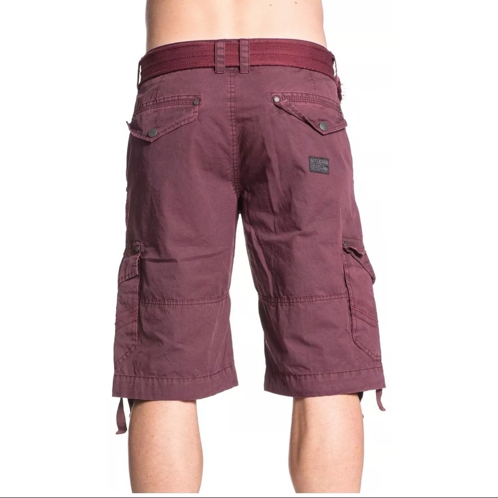 Affliction Men's Cargo shorts Summer Biker MMA Brunt Red Biker Embroidered - Picture 3 of 5